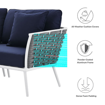 Modway Outlet Stance Outdoor Patio Aluminum Large Sectional Sofa by Modway  Outdoor Furniture Furniture White Navy - EEI-5753-WHI-NAV