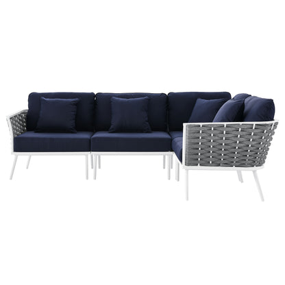 Modway Outlet Stance Outdoor Patio Aluminum Large Sectional Sofa by Modway  Outdoor Furniture Furniture White Navy - EEI-5753-WHI-NAV