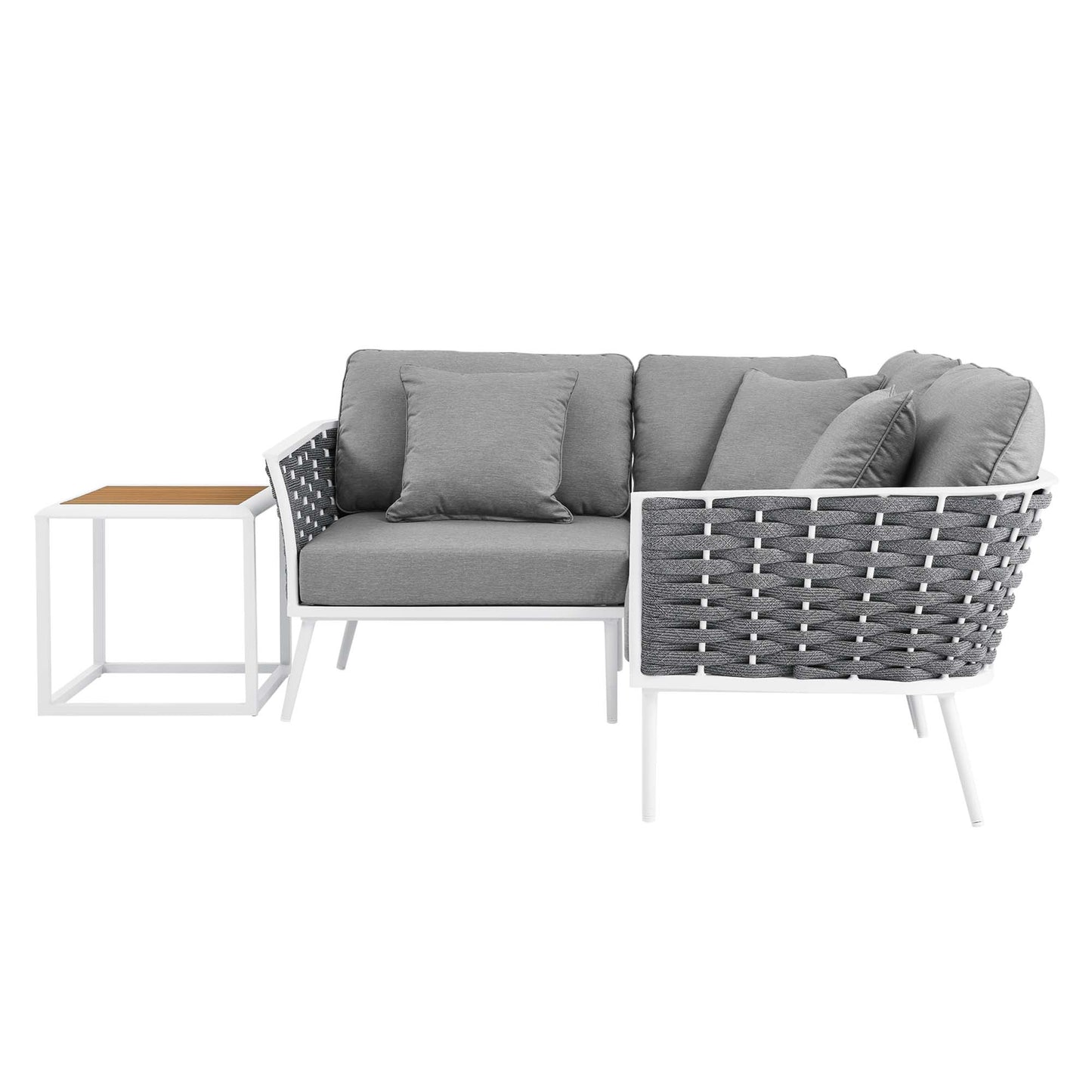 Modway Outlet Stance 4 Piece Outdoor Patio Aluminum Sectional Sofa Set by Modway  Outdoor Furniture Furniture White Gray - EEI-5755-WHI-GRY