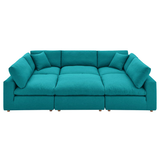 Modway Outlet Commix 6-Piece Down Filled Overstuffed Sectional Sofa by Modway  Living Room Furniture Teal - EEI-5761-TEA