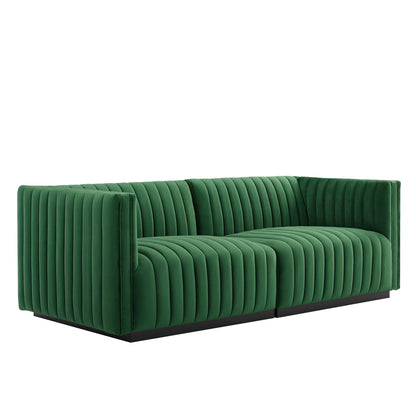 Modway Outlet Conjure Channel Tufted Performance Velvet Loveseat by Modway  Living Room Furniture Black Emerald - EEI-5764-BLK-EME
