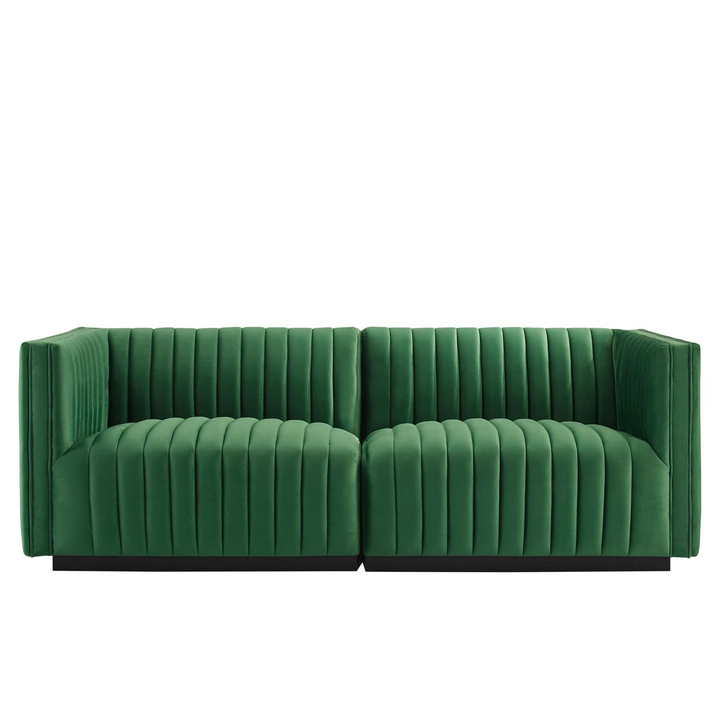 Modway Outlet Conjure Channel Tufted Performance Velvet Loveseat by Modway  Living Room Furniture Black Emerald - EEI-5764-BLK-EME