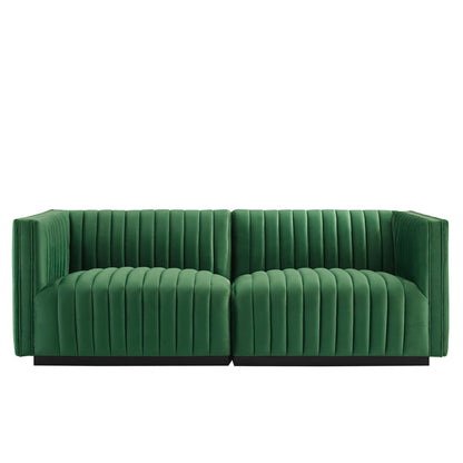 Modway Outlet Conjure Channel Tufted Performance Velvet Loveseat by Modway  Living Room Furniture Black Emerald - EEI-5764-BLK-EME