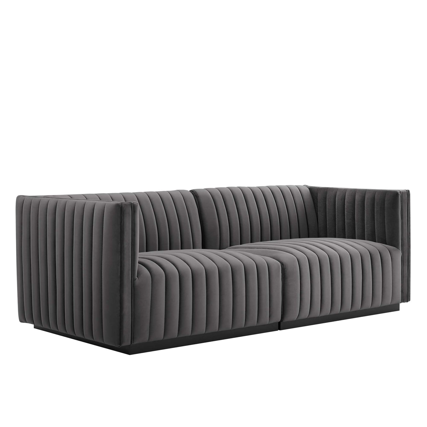 Modway Outlet Conjure Channel Tufted Performance Velvet Loveseat by Modway  Living Room Furniture Black Gray - EEI-5764-BLK-GRY