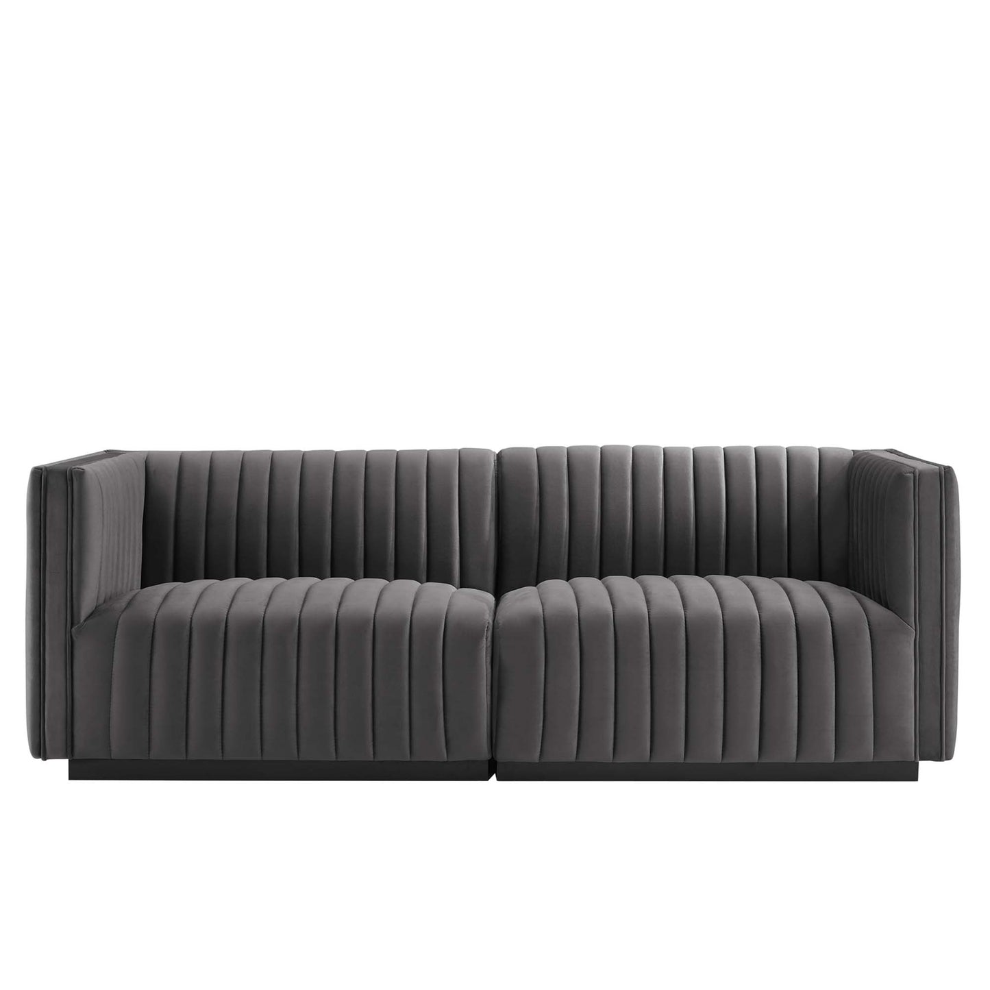 Modway Outlet Conjure Channel Tufted Performance Velvet Loveseat by Modway  Living Room Furniture Black Gray - EEI-5764-BLK-GRY