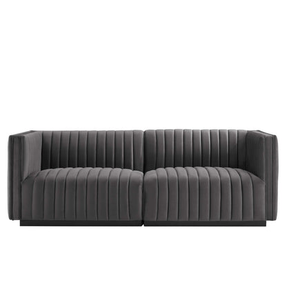 Modway Outlet Conjure Channel Tufted Performance Velvet Loveseat by Modway  Living Room Furniture Black Gray - EEI-5764-BLK-GRY