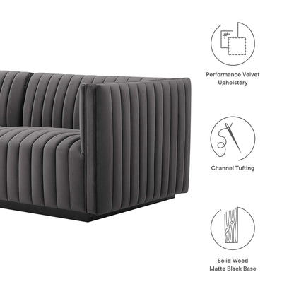 Modway Outlet Conjure Channel Tufted Performance Velvet Loveseat by Modway  Living Room Furniture Black Gray - EEI-5764-BLK-GRY