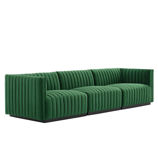Modway Outlet Conjure Channel Tufted Performance Velvet Sofa by Modway  Living Room Furniture Black Emerald - EEI-5765-BLK-EME