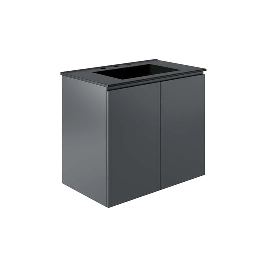 Modway Outlet Bryn 30" Wall-Mount Bathroom Vanity by Modway  Bathroom Furniture Gray Black - EEI-5778-GRY-BLK
