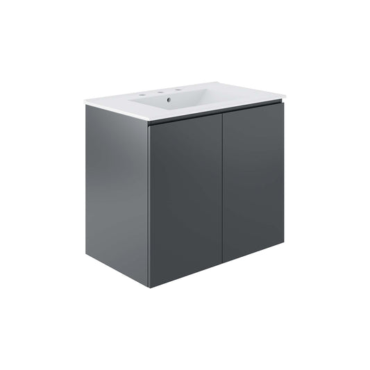 Modway Outlet Bryn 30" Wall-Mount Bathroom Vanity by Modway  Bathroom Furniture Gray White - EEI-5778-GRY-WHI