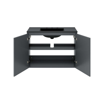 Modway Outlet Bryn 36" Wall-Mount Bathroom Vanity by Modway  Bathroom Furniture Gray Black - EEI-5779-GRY-BLK
