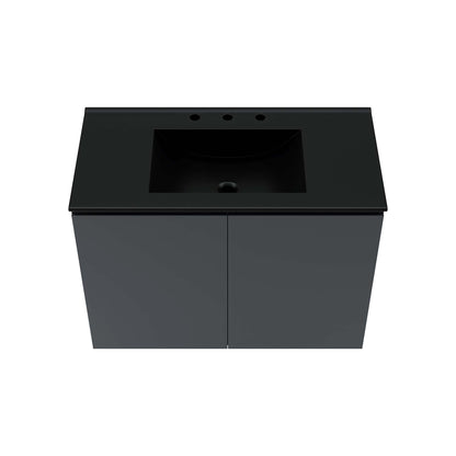 Modway Outlet Bryn 36" Wall-Mount Bathroom Vanity by Modway  Bathroom Furniture Gray Black - EEI-5779-GRY-BLK