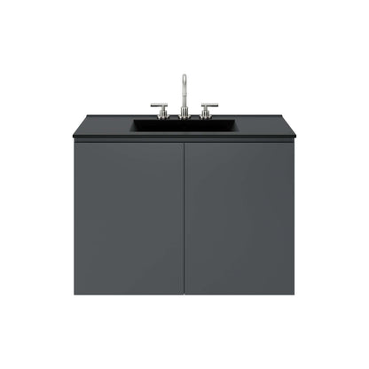 Modway Outlet Bryn 36" Wall-Mount Bathroom Vanity by Modway  Bathroom Furniture Gray Black - EEI-5779-GRY-BLK
