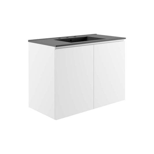 Modway Outlet Bryn 36" Wall-Mount Bathroom Vanity by Modway  Bathroom Furniture White Black - EEI-5779-WHI-BLK