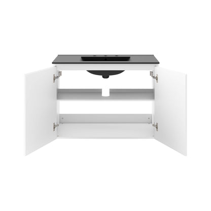 Modway Outlet Bryn 36" Wall-Mount Bathroom Vanity by Modway  Bathroom Furniture White Black - EEI-5779-WHI-BLK