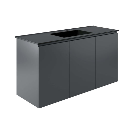 Modway Outlet Bryn 48" Wall-Mount Bathroom Vanity by Modway  Bathroom Furniture Gray Black - EEI-5780-GRY-BLK