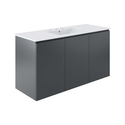 Modway Outlet Bryn 48" Wall-Mount Bathroom Vanity by Modway  Bathroom Furniture Gray White - EEI-5780-GRY-WHI
