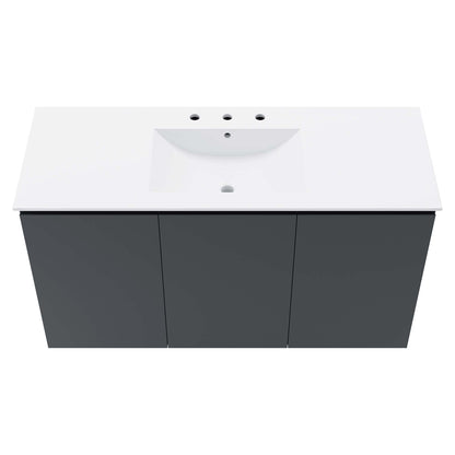 Modway Outlet Bryn 48" Wall-Mount Bathroom Vanity by Modway  Bathroom Furniture Gray White - EEI-5780-GRY-WHI