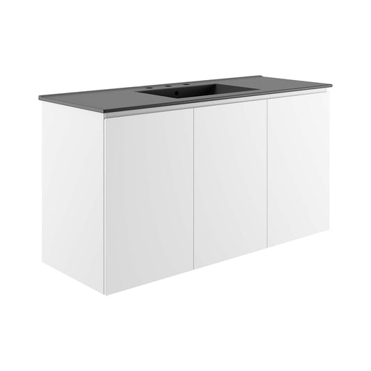 Modway Outlet Bryn 48" Wall-Mount Bathroom Vanity by Modway  Bathroom Furniture White Black - EEI-5780-WHI-BLK