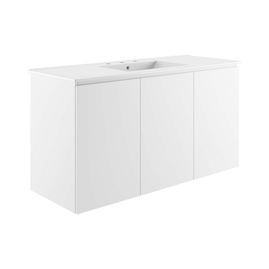 Modway Outlet Bryn 48" Wall-Mount Bathroom Vanity by Modway  Bathroom Furniture White White - EEI-5780-WHI-WHI