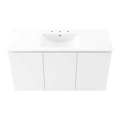 Modway Outlet Bryn 48" Wall-Mount Bathroom Vanity by Modway  Bathroom Furniture White White - EEI-5780-WHI-WHI