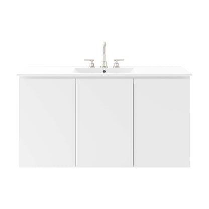 Modway Outlet Bryn 48" Wall-Mount Bathroom Vanity by Modway  Bathroom Furniture White White - EEI-5780-WHI-WHI