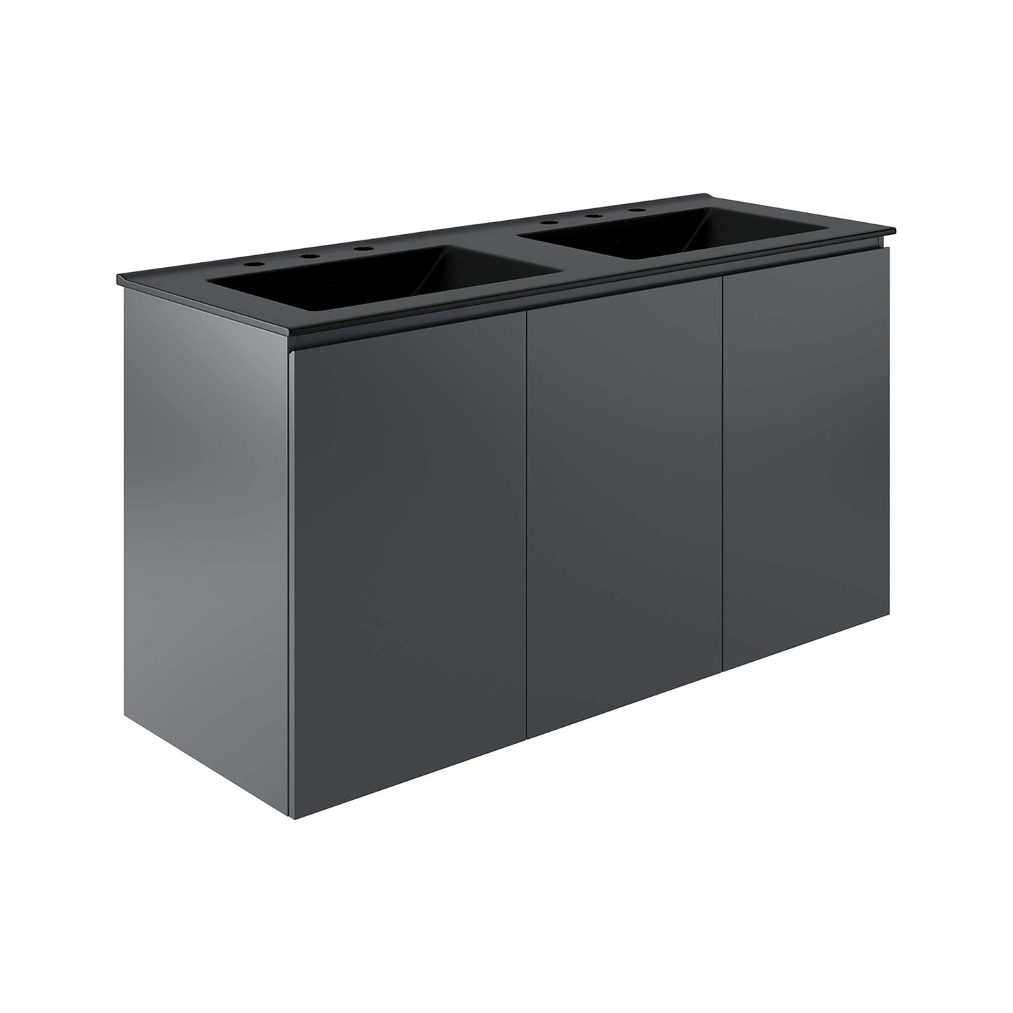 Modway Outlet Bryn 48" Wall-Mount Double Sink Bathroom Vanity by Modway  Bathroom Furniture Gray Black - EEI-5781-GRY-BLK
