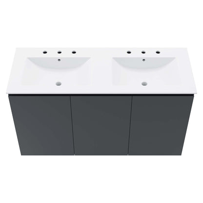 Modway Outlet Bryn 48" Wall-Mount Double Sink Bathroom Vanity by Modway  Bathroom Furniture Gray White - EEI-5781-GRY-WHI