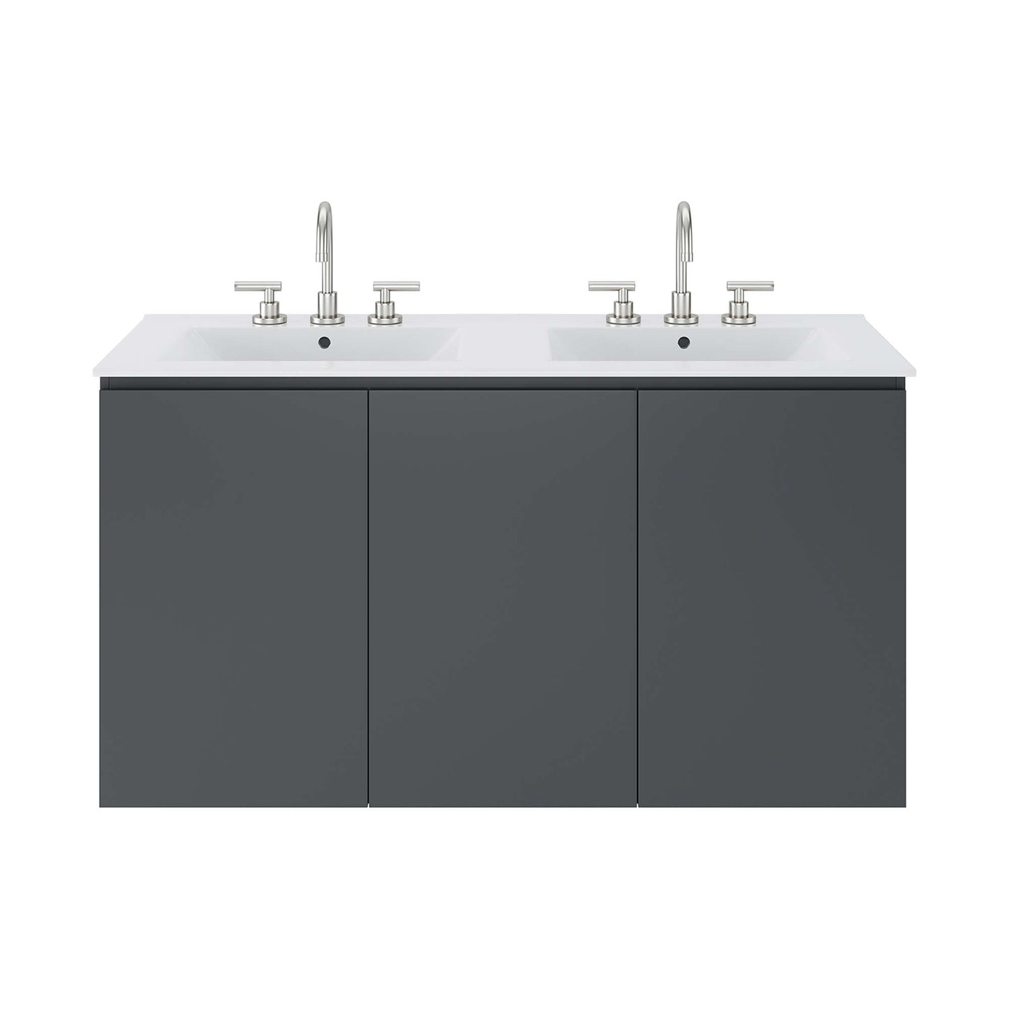 Modway Outlet Bryn 48" Wall-Mount Double Sink Bathroom Vanity by Modway  Bathroom Furniture Gray White - EEI-5781-GRY-WHI