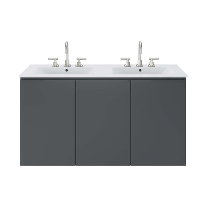 Modway Outlet Bryn 48" Wall-Mount Double Sink Bathroom Vanity by Modway  Bathroom Furniture Gray White - EEI-5781-GRY-WHI