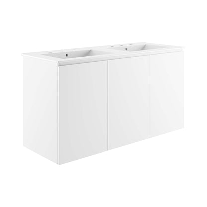Modway Outlet Bryn 48" Wall-Mount Double Sink Bathroom Vanity by Modway  Bathroom Furniture White White - EEI-5781-WHI-WHI