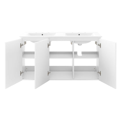 Modway Outlet Bryn 48" Wall-Mount Double Sink Bathroom Vanity by Modway  Bathroom Furniture White White - EEI-5781-WHI-WHI