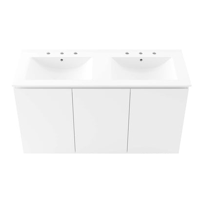 Modway Outlet Bryn 48" Wall-Mount Double Sink Bathroom Vanity by Modway  Bathroom Furniture White White - EEI-5781-WHI-WHI