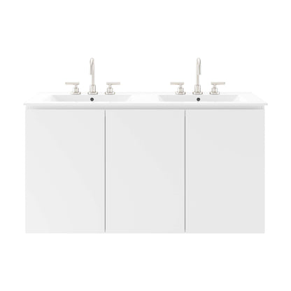 Modway Outlet Bryn 48" Wall-Mount Double Sink Bathroom Vanity by Modway  Bathroom Furniture White White - EEI-5781-WHI-WHI