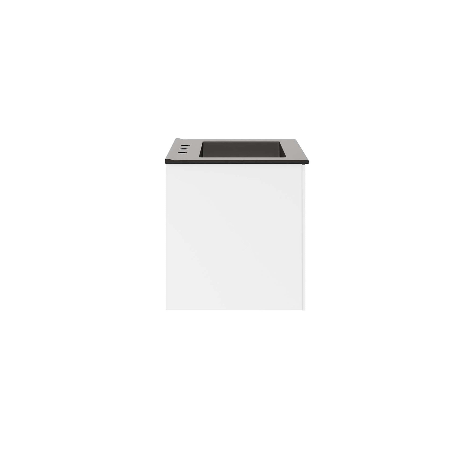 Black 24-inch bathroom vanity with sink.