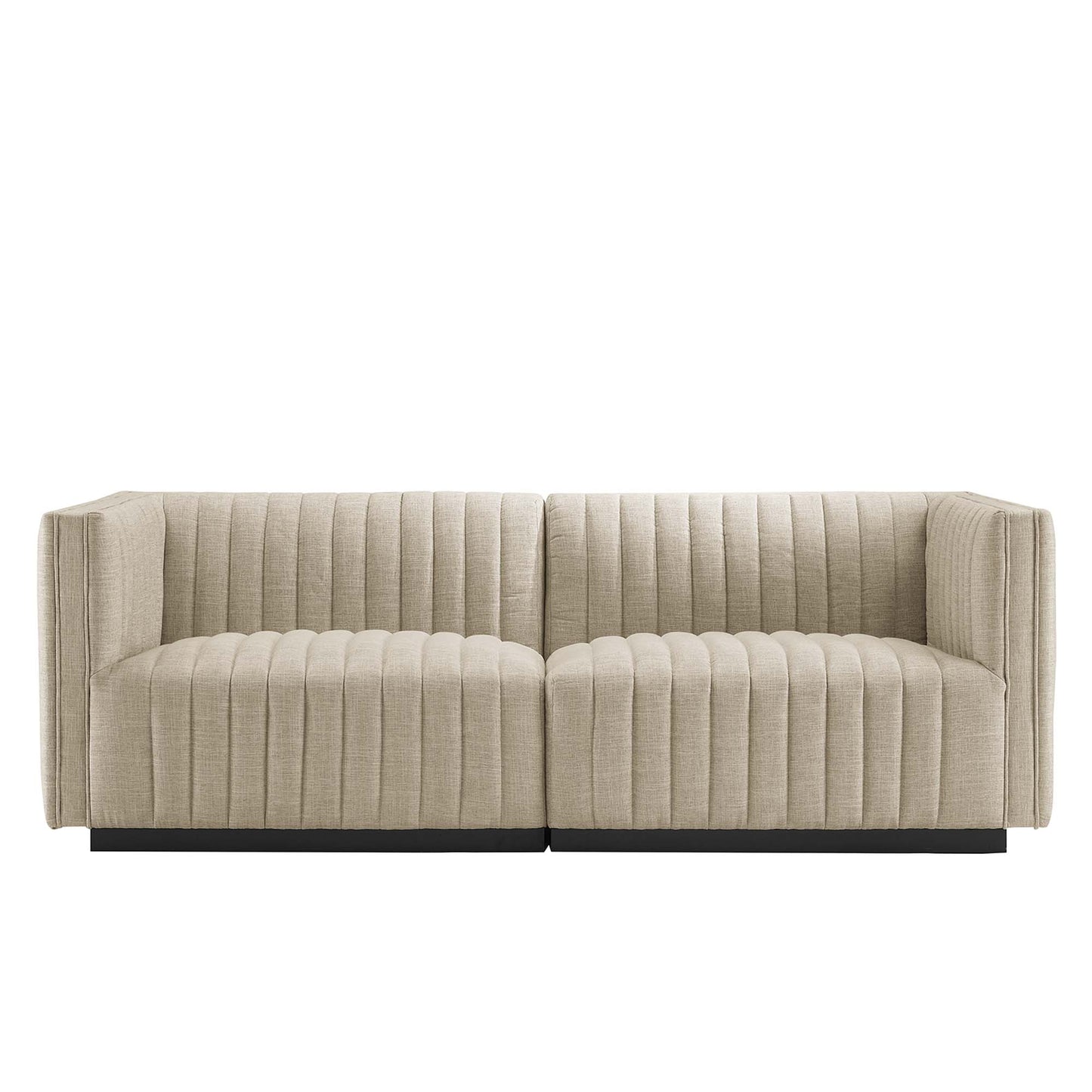 Modway - Conjure Channel Tufted Upholstered Fabric Loveseat by Modway  Living Room Sofas and Armchairs Brown - EEI-5786-BLK-BEI