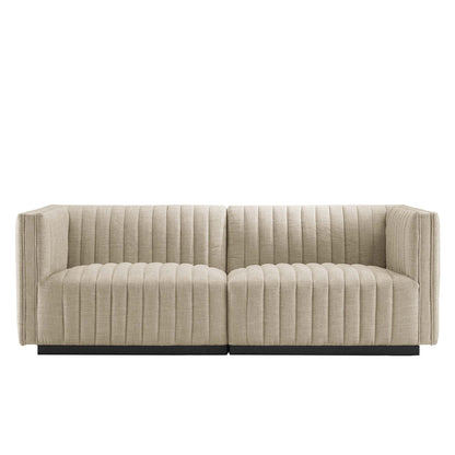 Modway - Conjure Channel Tufted Upholstered Fabric Loveseat by Modway  Living Room Sofas and Armchairs Brown - EEI-5786-BLK-BEI