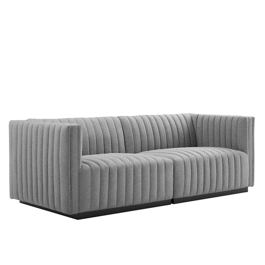 Modway - Conjure Channel Tufted Upholstered Fabric Loveseat by Modway  Living Room Sofas and Armchairs Gray - EEI-5786-BLK-LGR