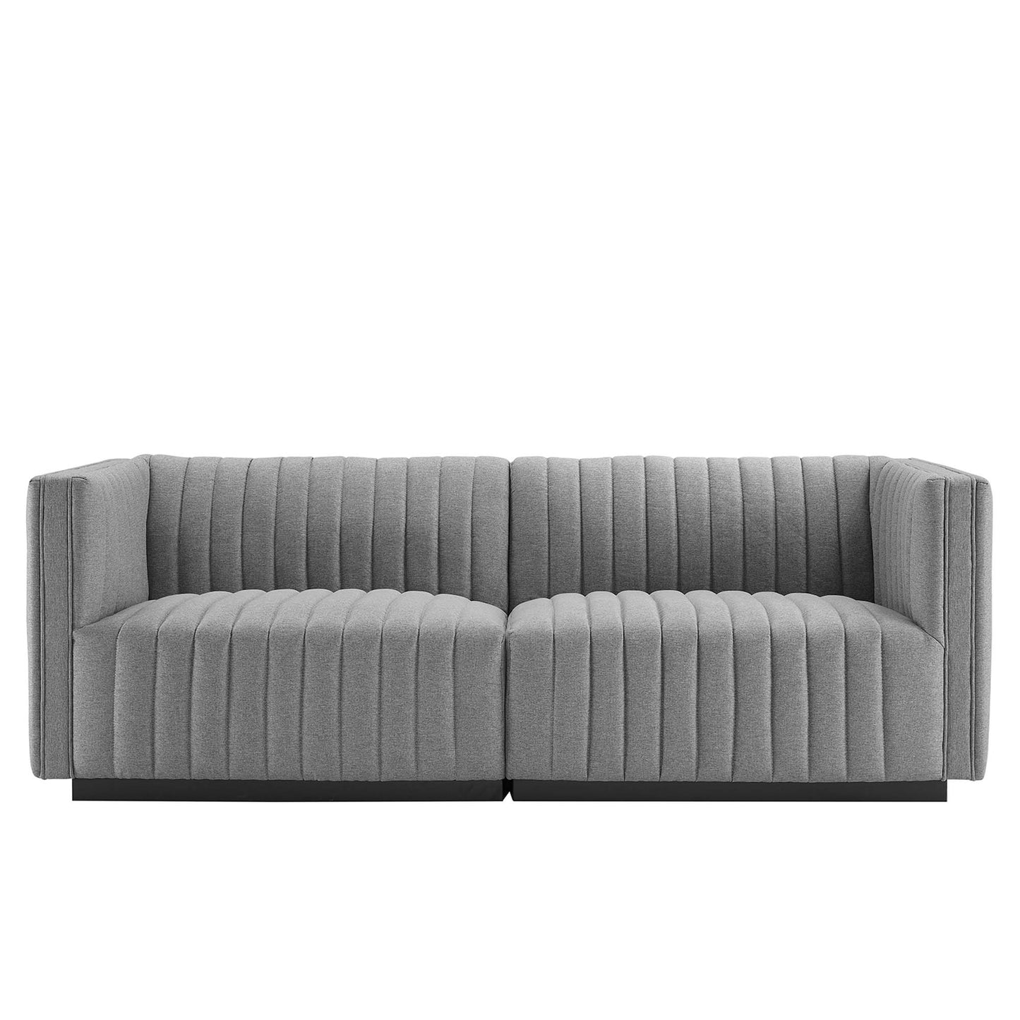 Modway - Conjure Channel Tufted Upholstered Fabric Loveseat by Modway  Living Room Sofas and Armchairs Gray - EEI-5786-BLK-LGR