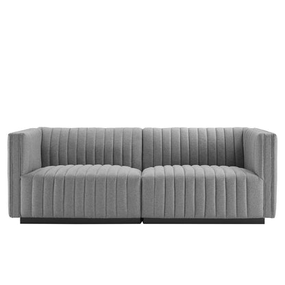 Modway - Conjure Channel Tufted Upholstered Fabric Loveseat by Modway  Living Room Sofas and Armchairs Gray - EEI-5786-BLK-LGR
