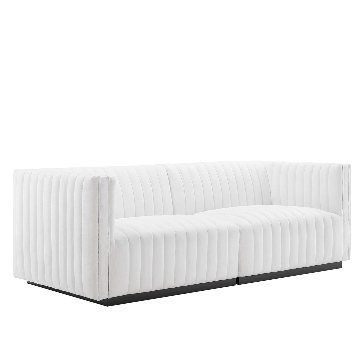 Modway - Conjure Channel Tufted Upholstered Fabric Loveseat by Modway  Living Room Sofas and Armchairs White - EEI-5786-BLK-WHI