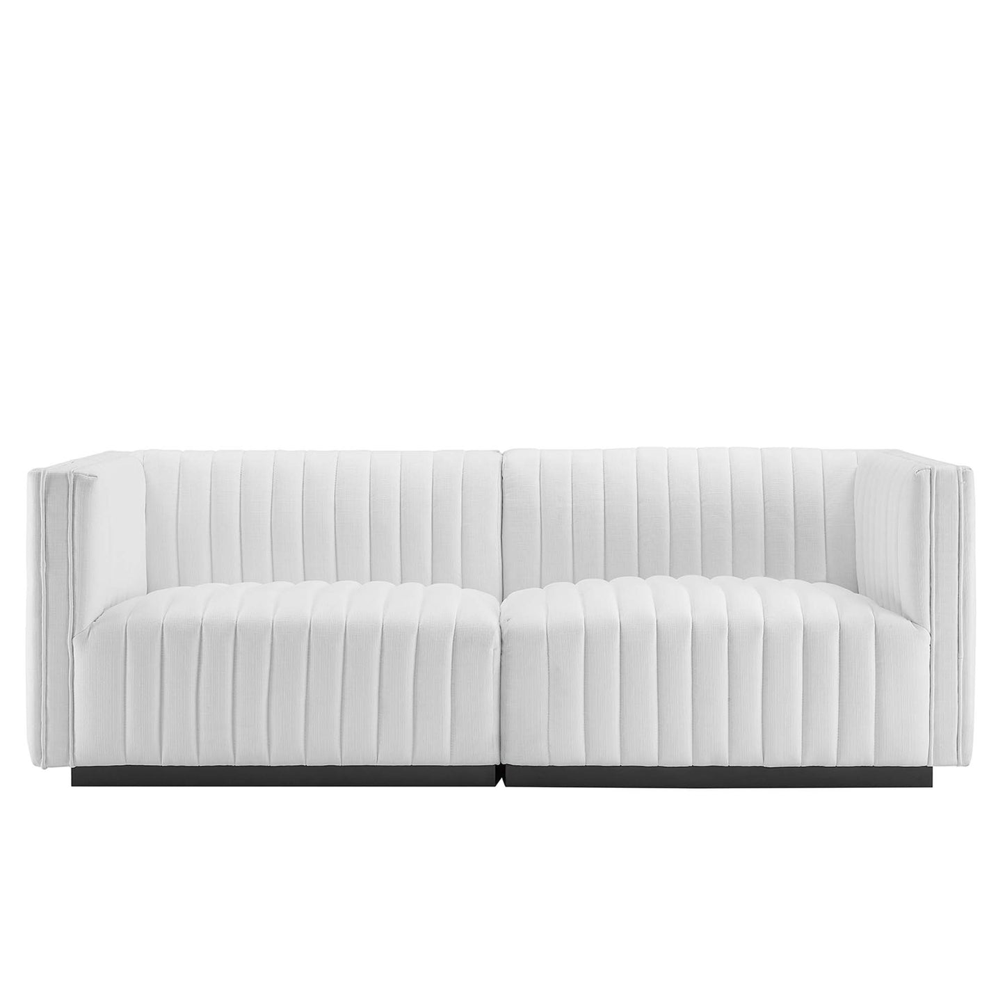 Modway - Conjure Channel Tufted Upholstered Fabric Loveseat by Modway  Living Room Sofas and Armchairs White - EEI-5786-BLK-WHI