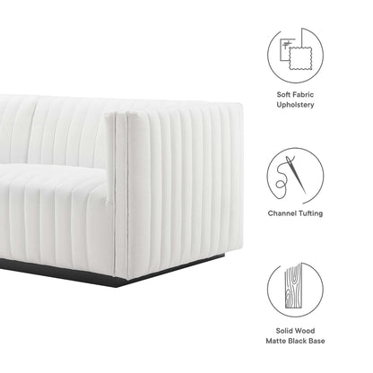 Modway - Conjure Channel Tufted Upholstered Fabric Loveseat by Modway  Living Room Sofas and Armchairs White - EEI-5786-BLK-WHI