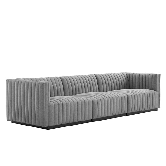 Modway Outlet Conjure Channel Tufted Upholstered Fabric Sofa by Modway  Living Room Furniture Black Light Gray - EEI-5787-BLK-LGR