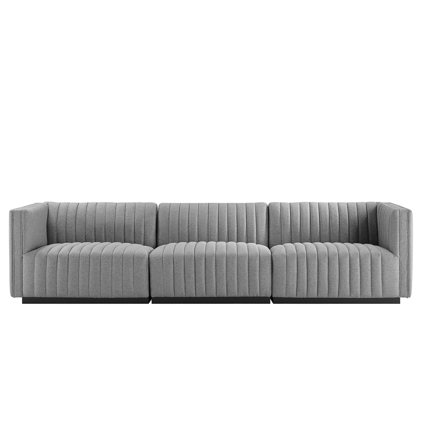 Modway Outlet Conjure Channel Tufted Upholstered Fabric Sofa by Modway  Living Room Furniture Black Light Gray - EEI-5787-BLK-LGR