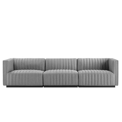 Modway Outlet Conjure Channel Tufted Upholstered Fabric Sofa by Modway  Living Room Furniture Black Light Gray - EEI-5787-BLK-LGR