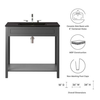 Modway Outlet Altura 36" Bathroom Vanity by Modway  Bathroom Furniture Gray Black - EEI-5799-GRY-BLK