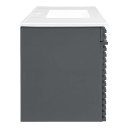 Modway Outlet Render 48" Wall-Mount Bathroom Vanity by Modway  Bathroom Furniture Gray White - EEI-5801-GRY-WHI