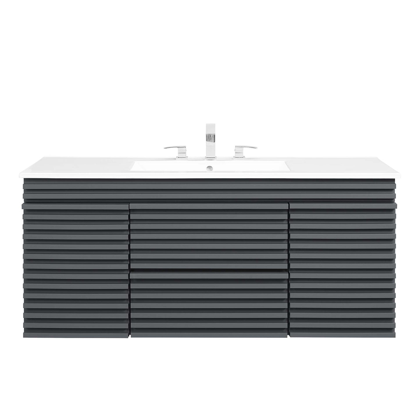 Modway Outlet Render 48" Wall-Mount Bathroom Vanity by Modway  Bathroom Furniture Gray White - EEI-5801-GRY-WHI