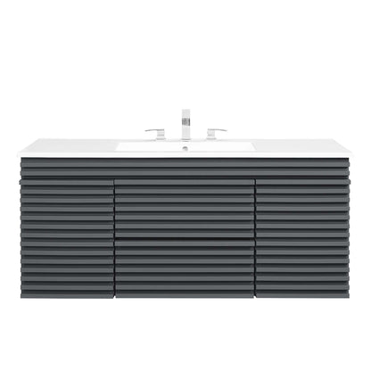 Modway Outlet Render 48" Wall-Mount Bathroom Vanity by Modway  Bathroom Furniture Gray White - EEI-5801-GRY-WHI